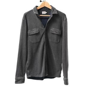 Faherty Knit Dobby Shirt Black Men's 18 Year Wash Medium Button Up Cotton Work